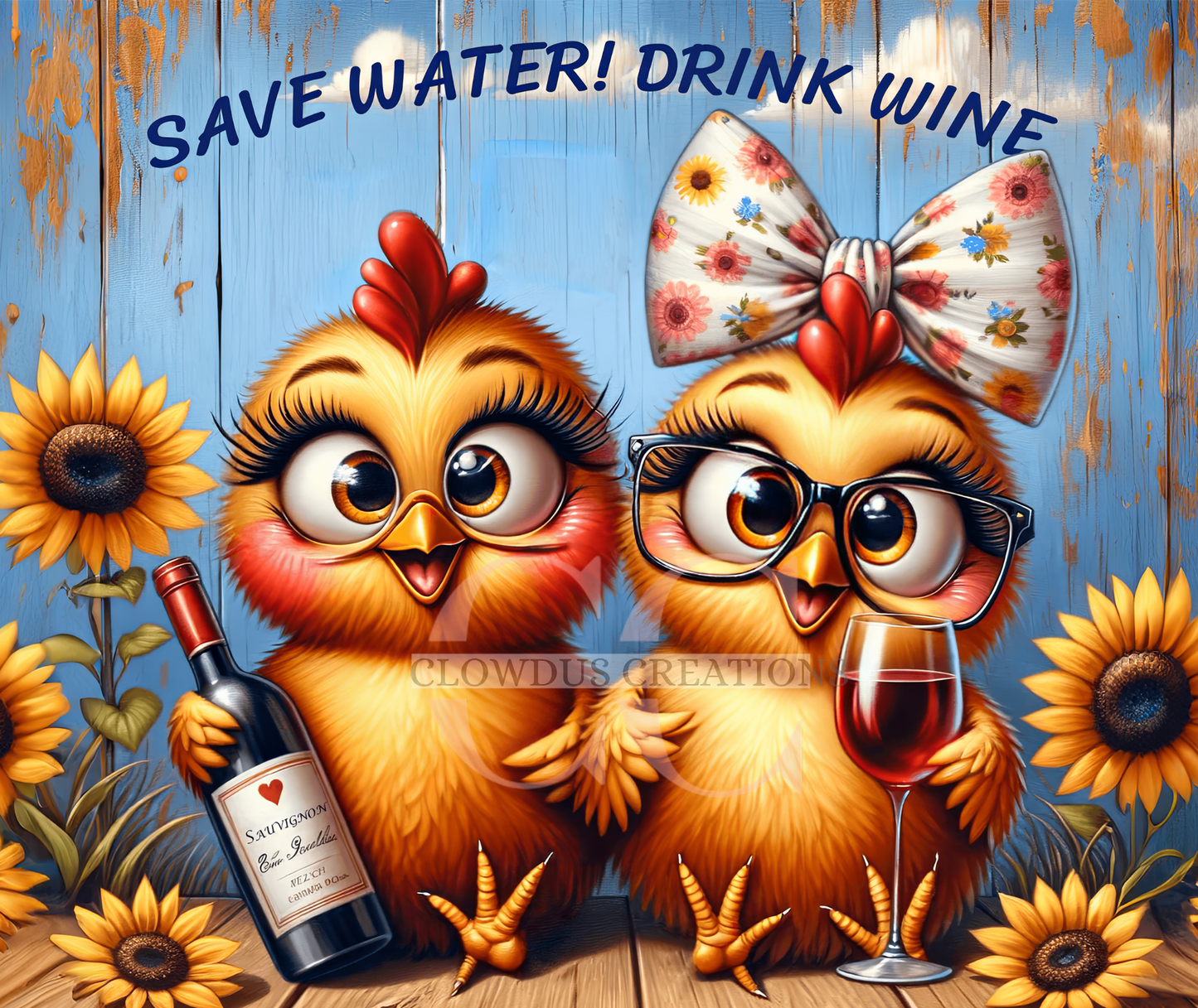 Funny Chicken with Wine Mouse Pad