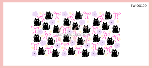 Black Cats and Flowers UV DTF Wrap TW-00120