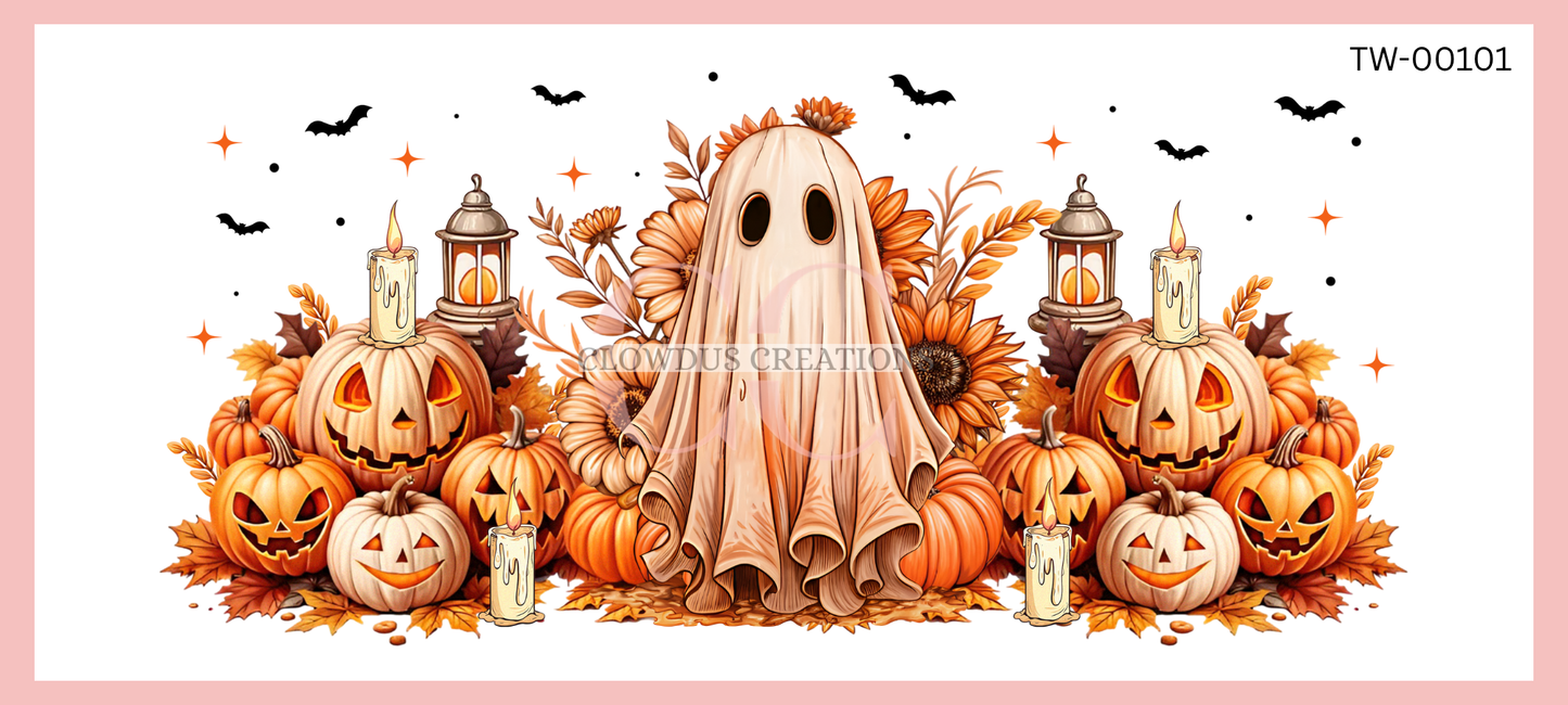 Halloween Ghosts & Pumpkins  UV DTF Wrap TW-00101