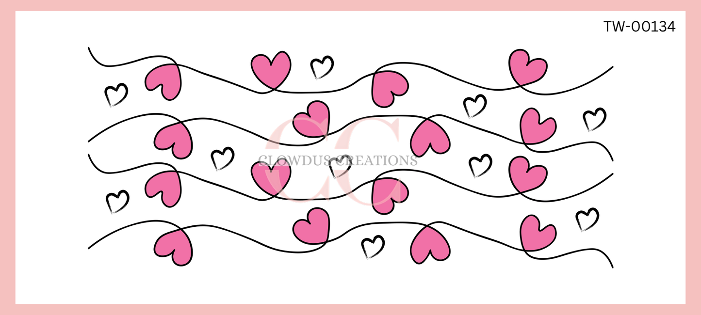 Pink Hearts UV DTF Wrap TW-00134
