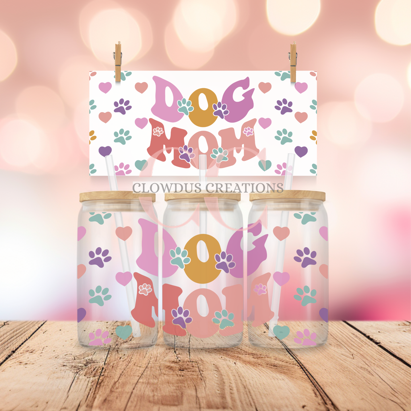 Dog Mom Paws and Hearts UV DTF Wrap TW-00138