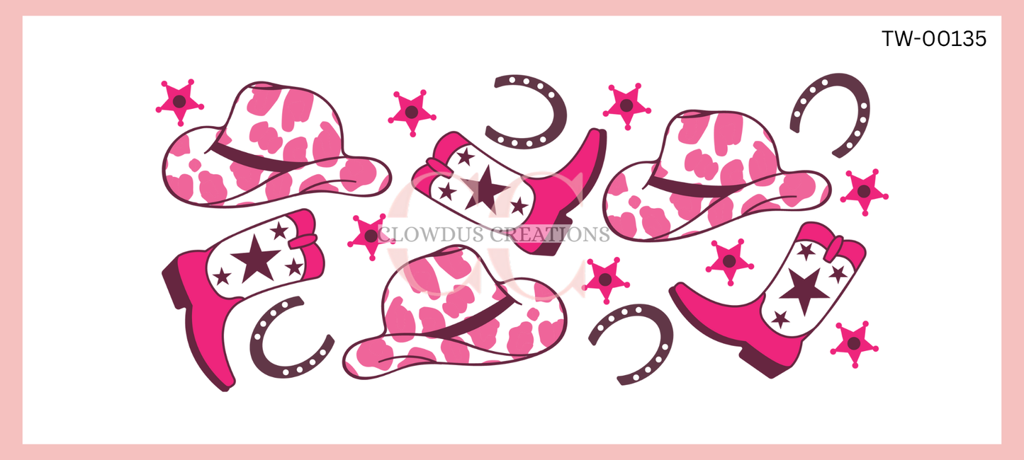 Pink Boots and Hats UV DTF Wrap TW-00135