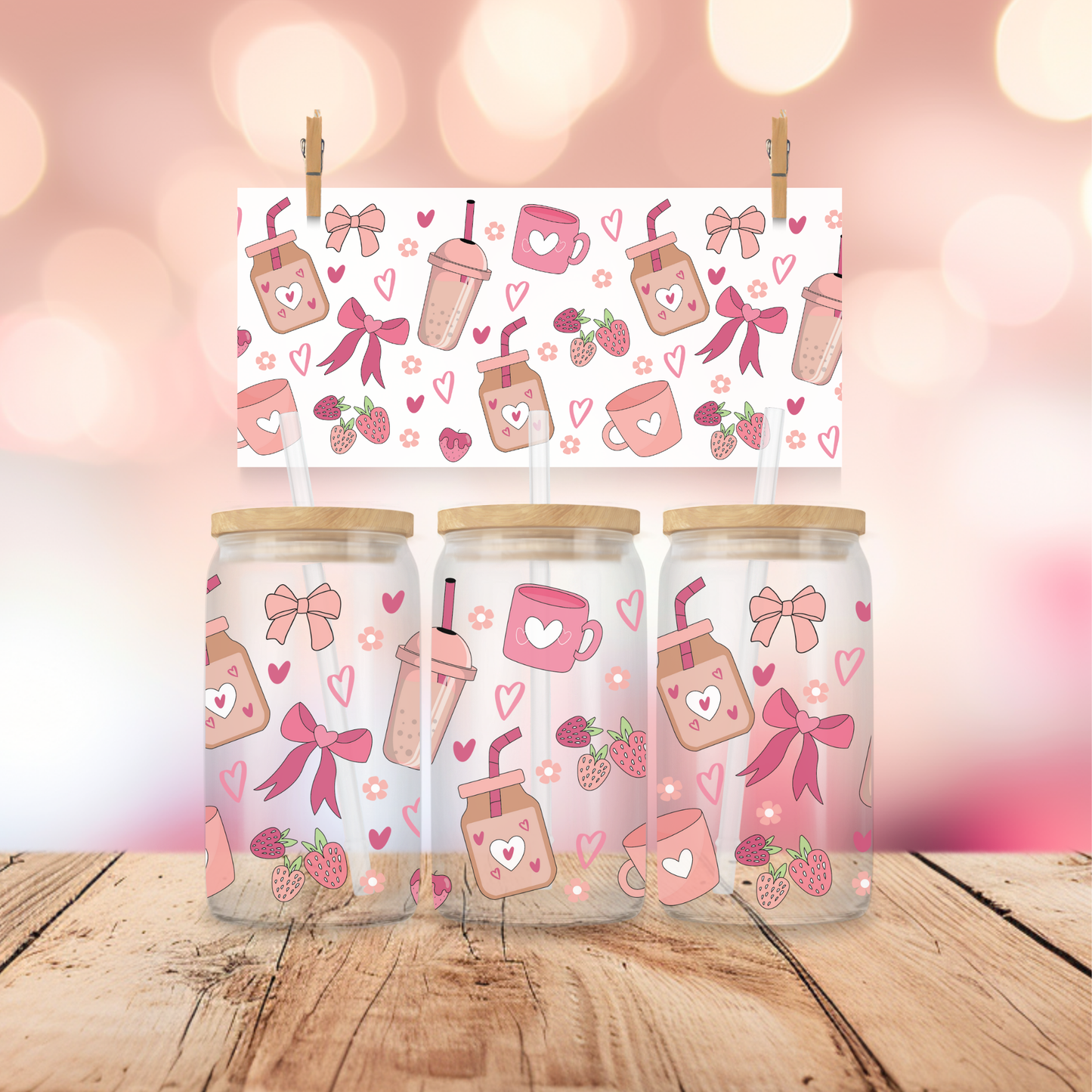 Strawberry Boba Babe UV DTF Wrap TW-00130