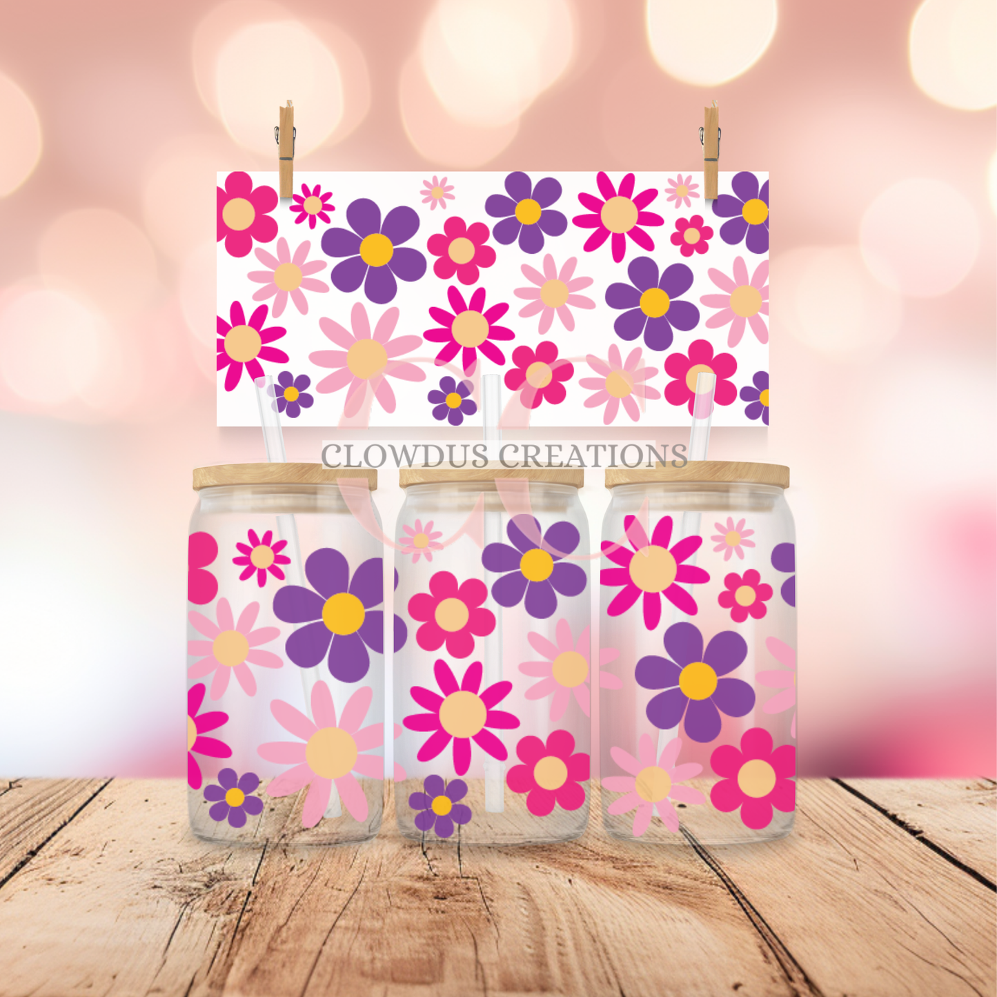 Purple and Pink Florals UV DTF Wrap TW-00145