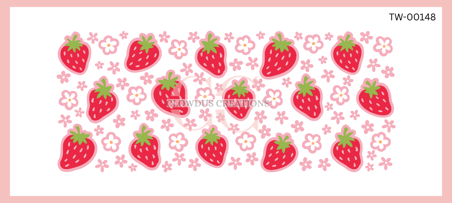 Strawberries and Flowers UV DTF Wrap TW-00148
