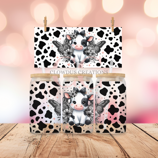 Black & White Butterfly Cow - UV DTF Wrap TW-00104