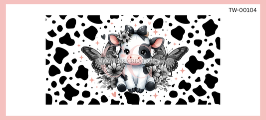 Black & White Butterfly Cow - UV DTF Wrap TW-00104