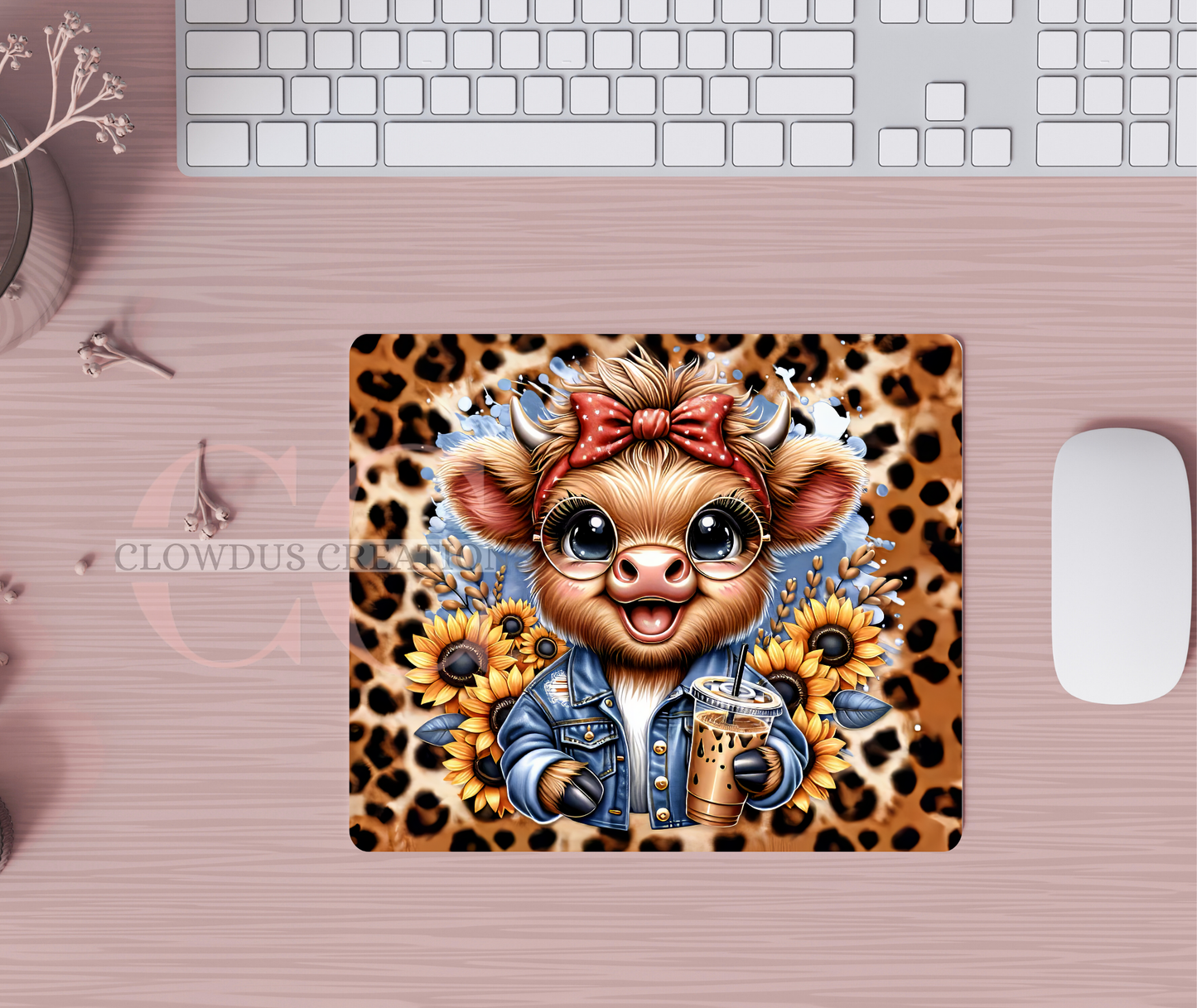 Highland Cow and Coffee Mouse Pad