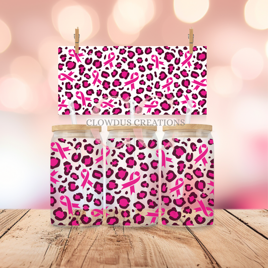 Breast Cancer Awareness Leopard Print – UV DTF Wrap TW-00105