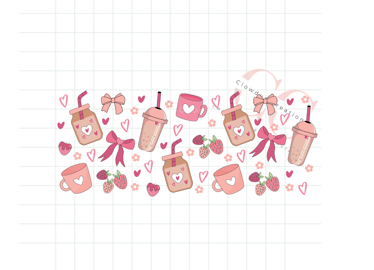 Strawberry Boba Babe UV DTF Wrap TW-00130