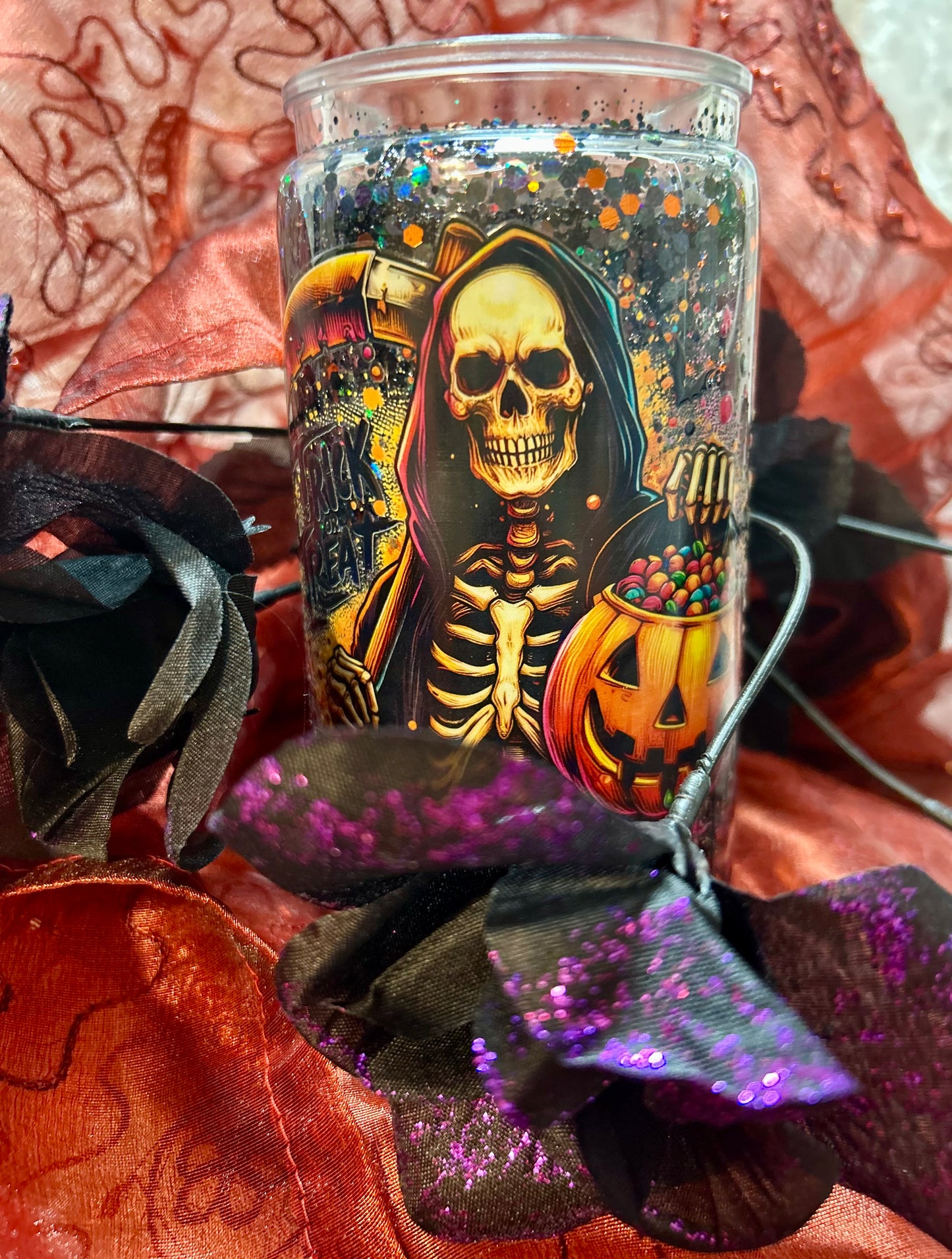 Glitter Grim Reaper Halloween Tumbler