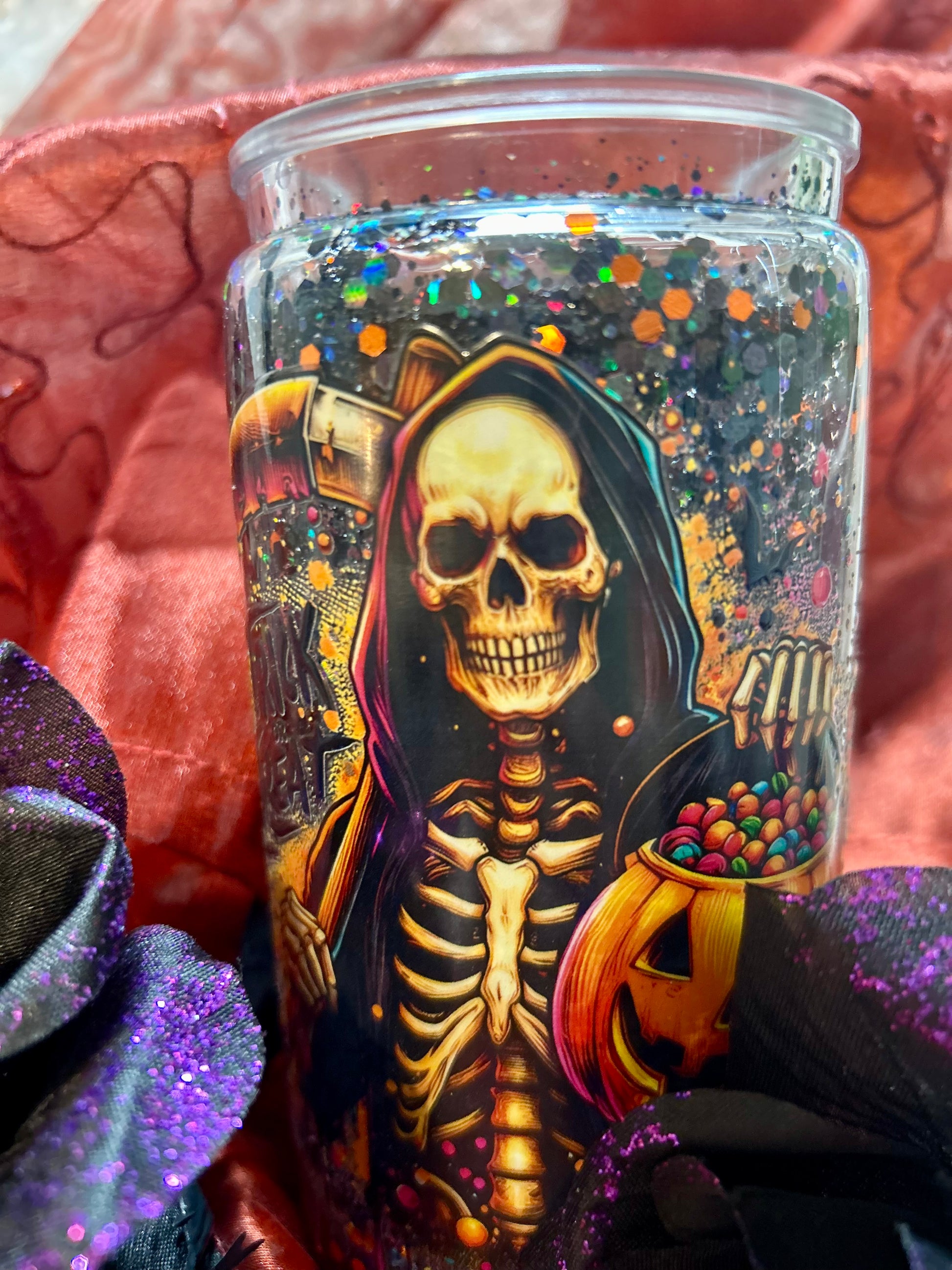 Glitter Grim Reaper Halloween Tumbler