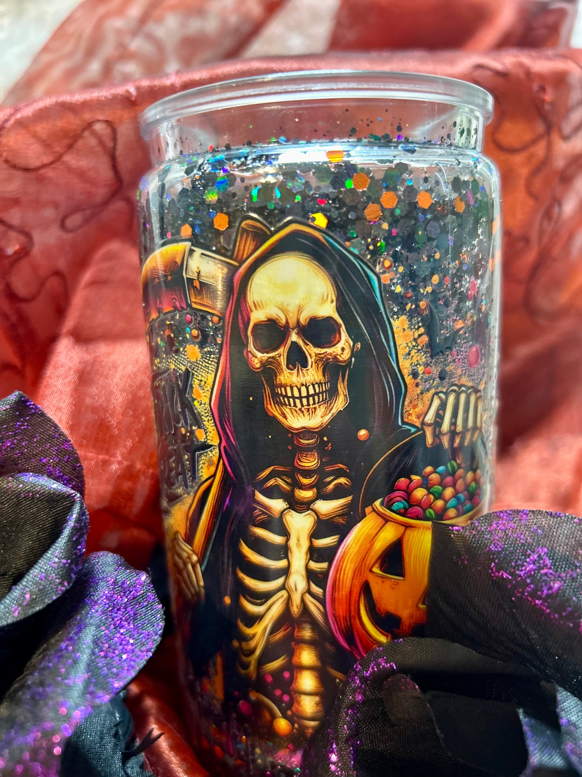 Glitter Grim Reaper Halloween Tumbler