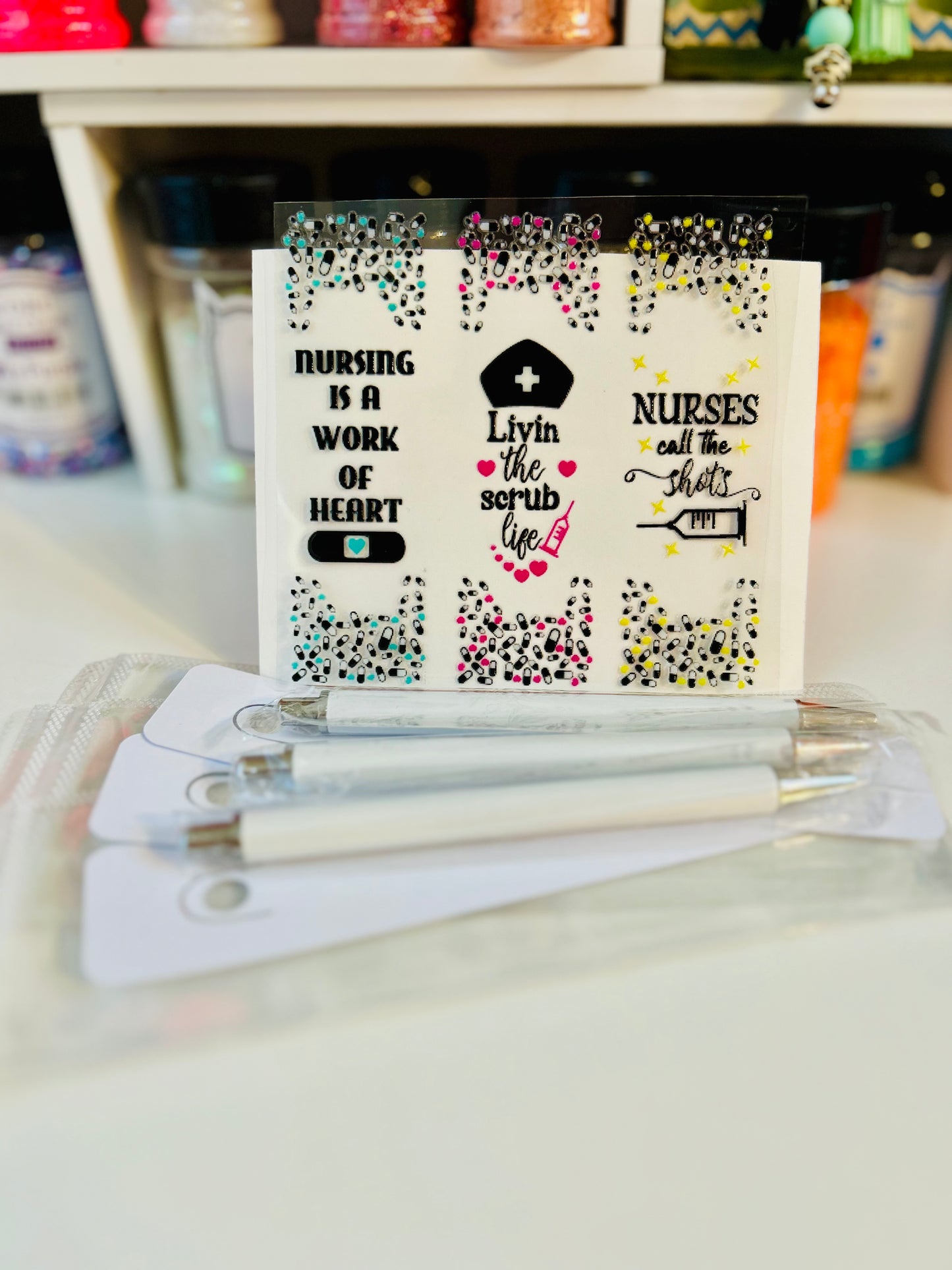 Nurse Pen Wrap Gift DIY Set – Pill Print, Heart Monitor & Quotes (Set of 3)