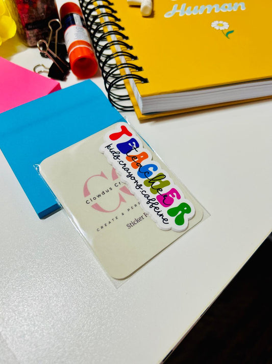 5-Pcs Teacher Sticker Pack - Kids.Crayons.Caffine