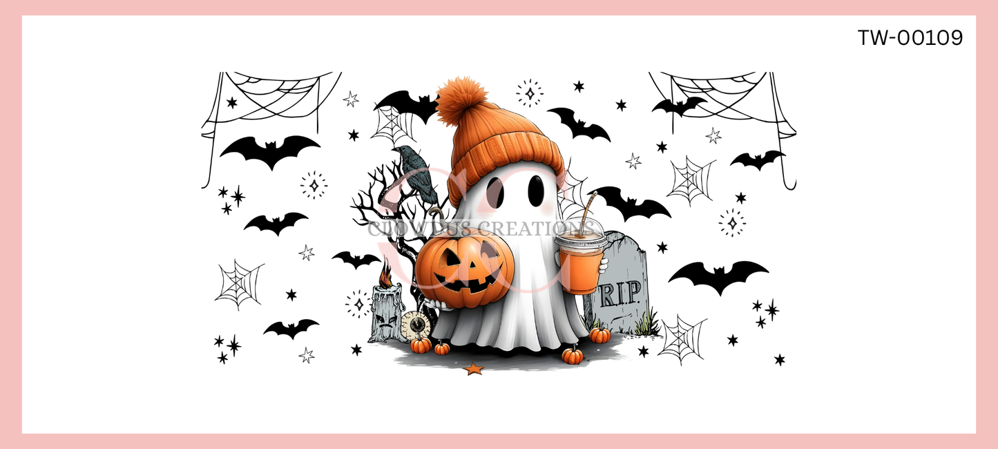 Halloween Ghosts and Bats UV DTF Wrap TW-00109