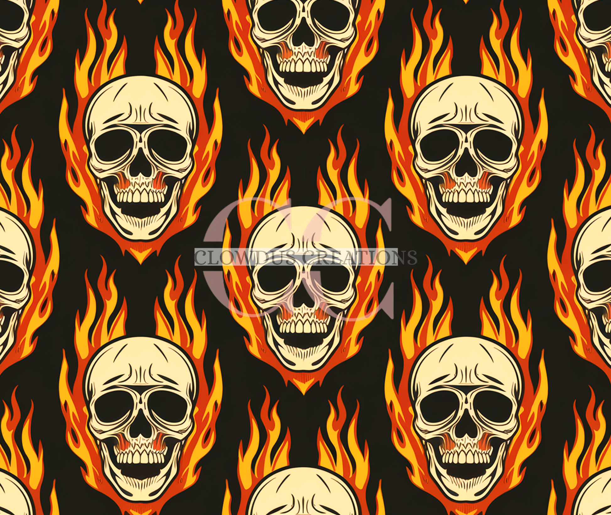 Skull and Fire Mouse Pad