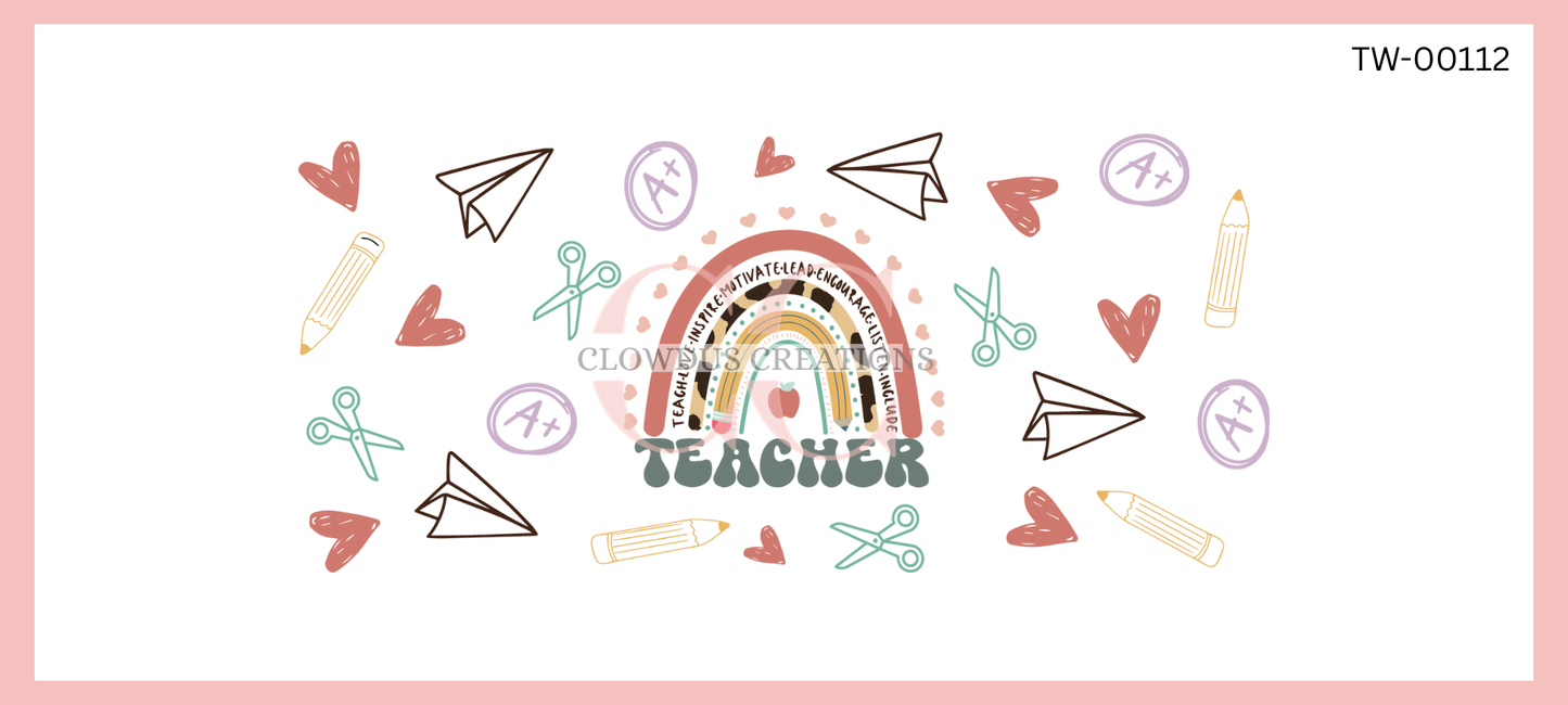 Teacher Rainbow UV DTF Wrap TW-00112