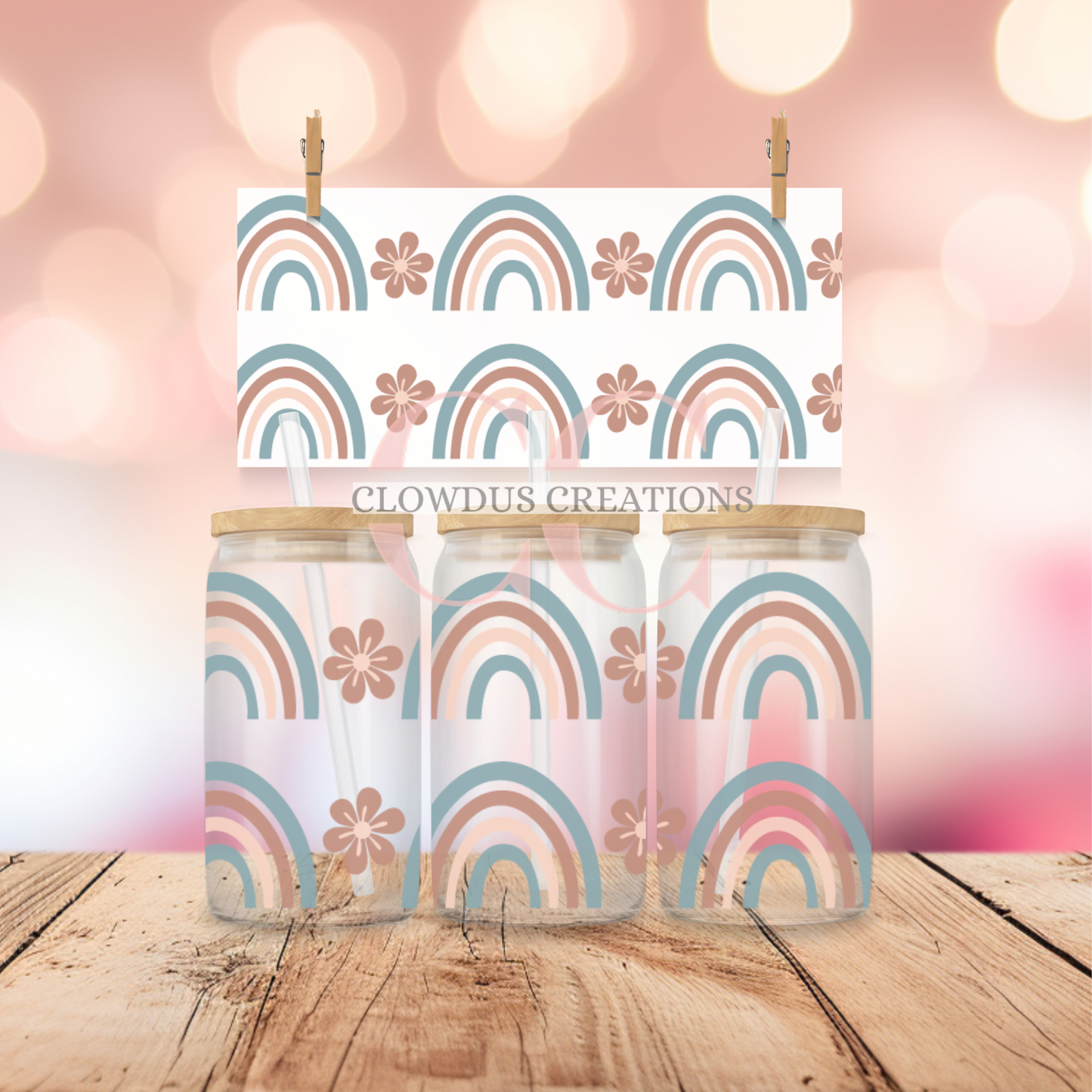 Rainbows and Flowers UV DTF Wrap TW-00114