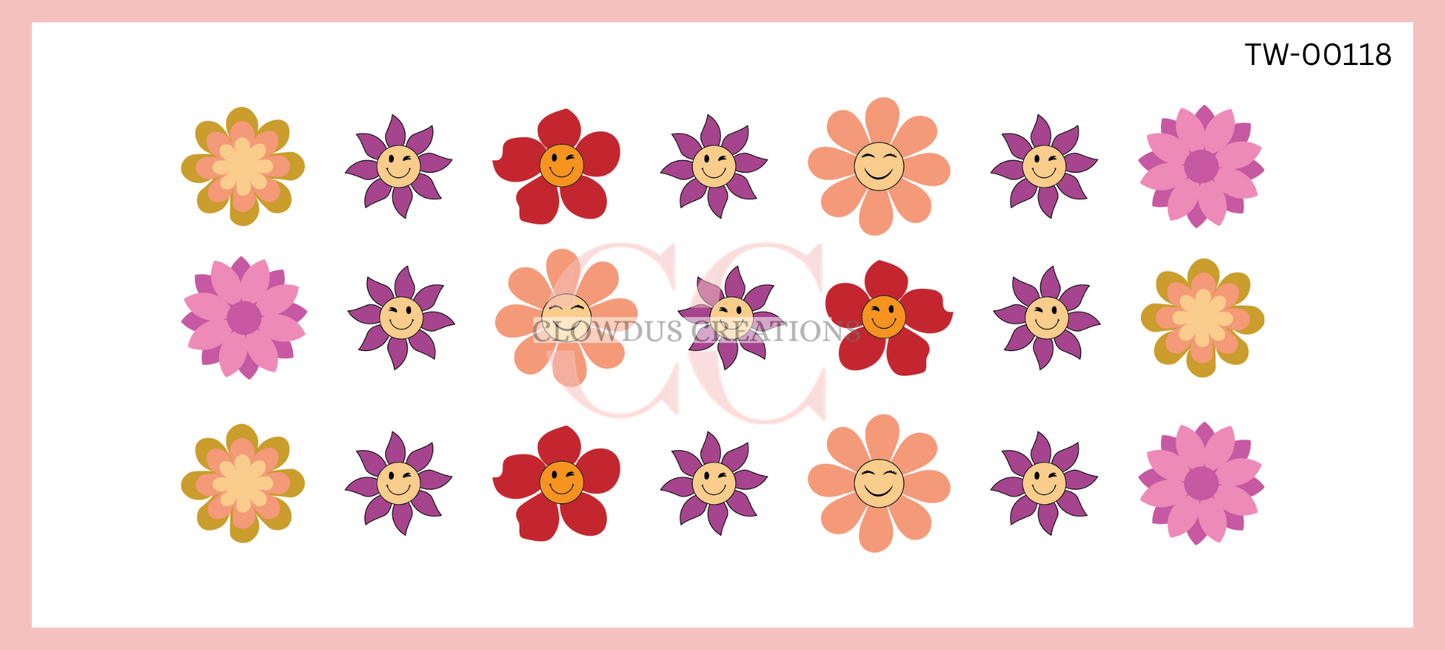 Colorful Flowers UV DTF Wrap TW-00118