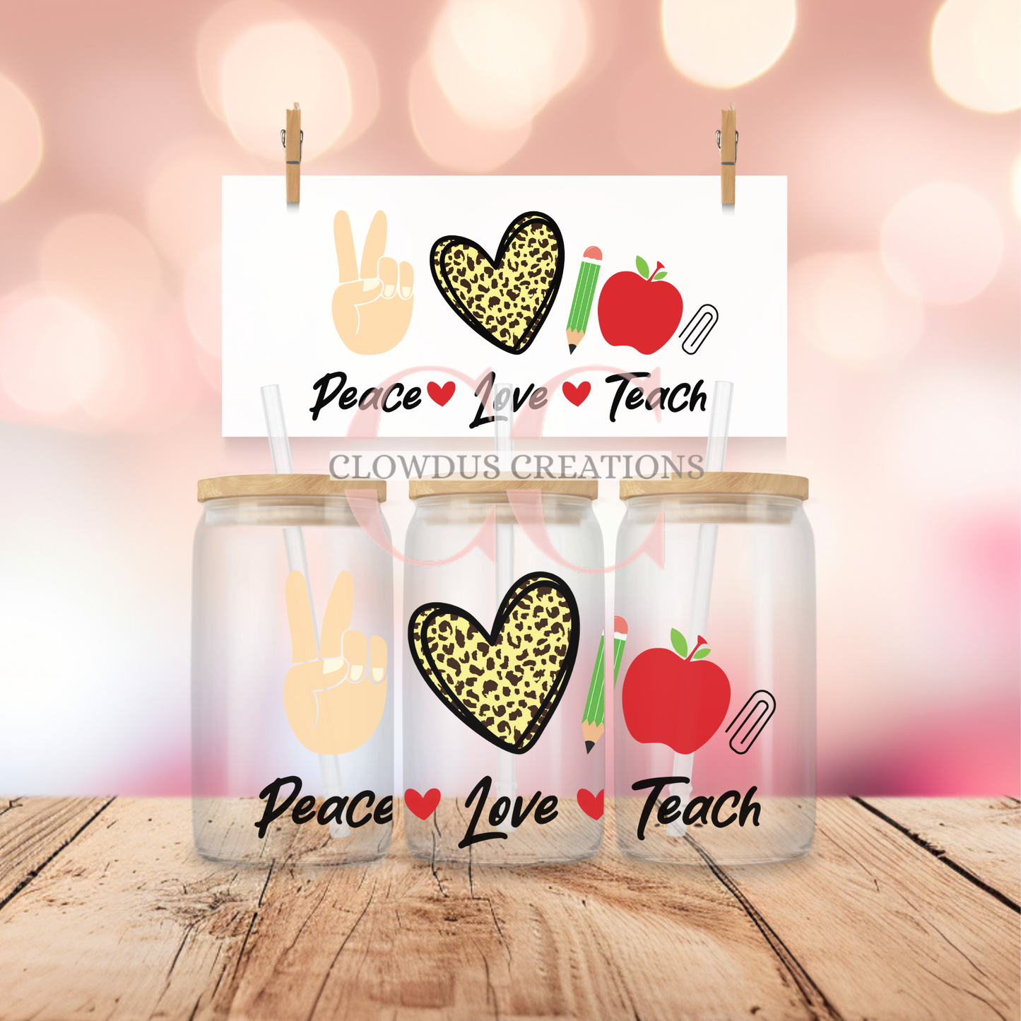 Peace * Love* Teach UV DTF Wrap TW-00117