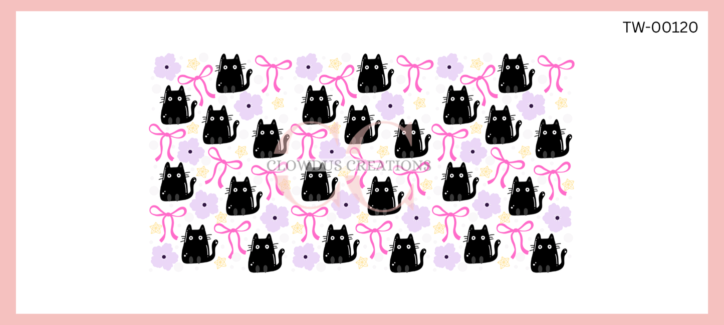 Black Cats and Flowers UV DTF Wrap TW-00120