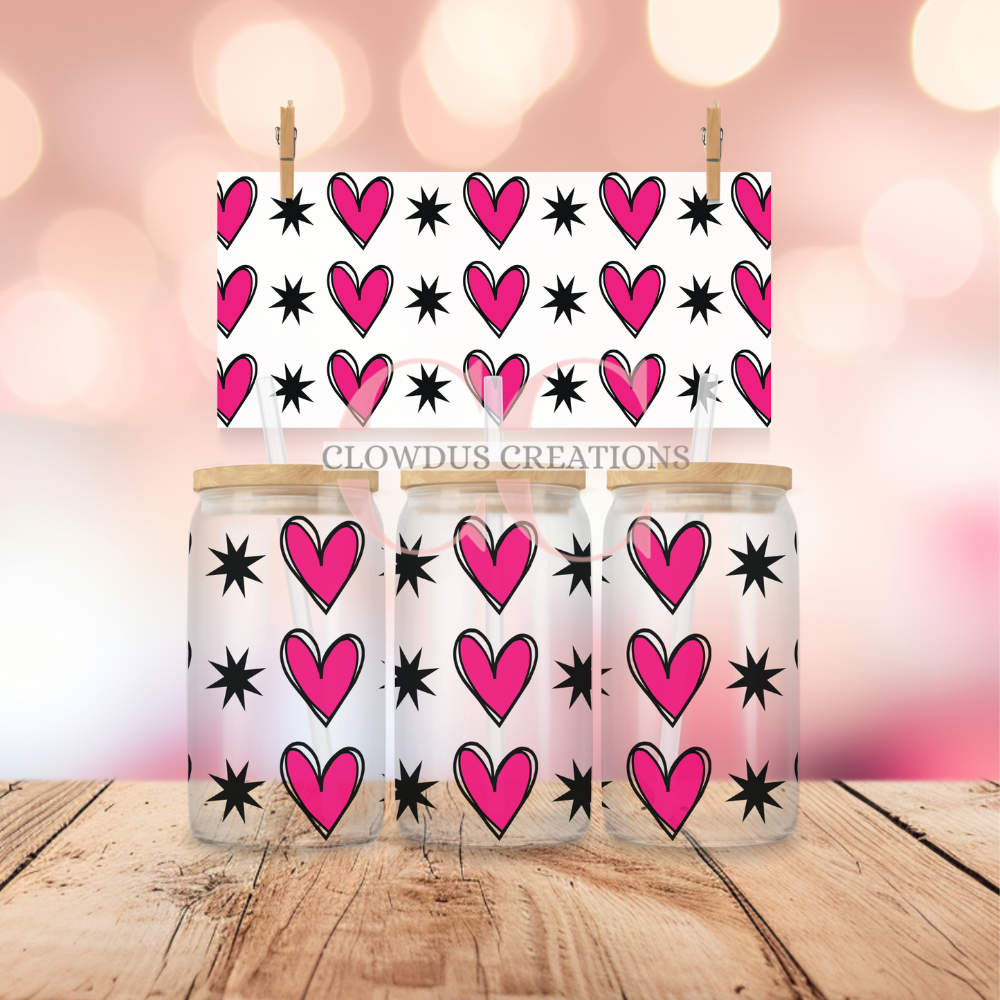 Pink Hearts UV DTF Wrap TW-00132