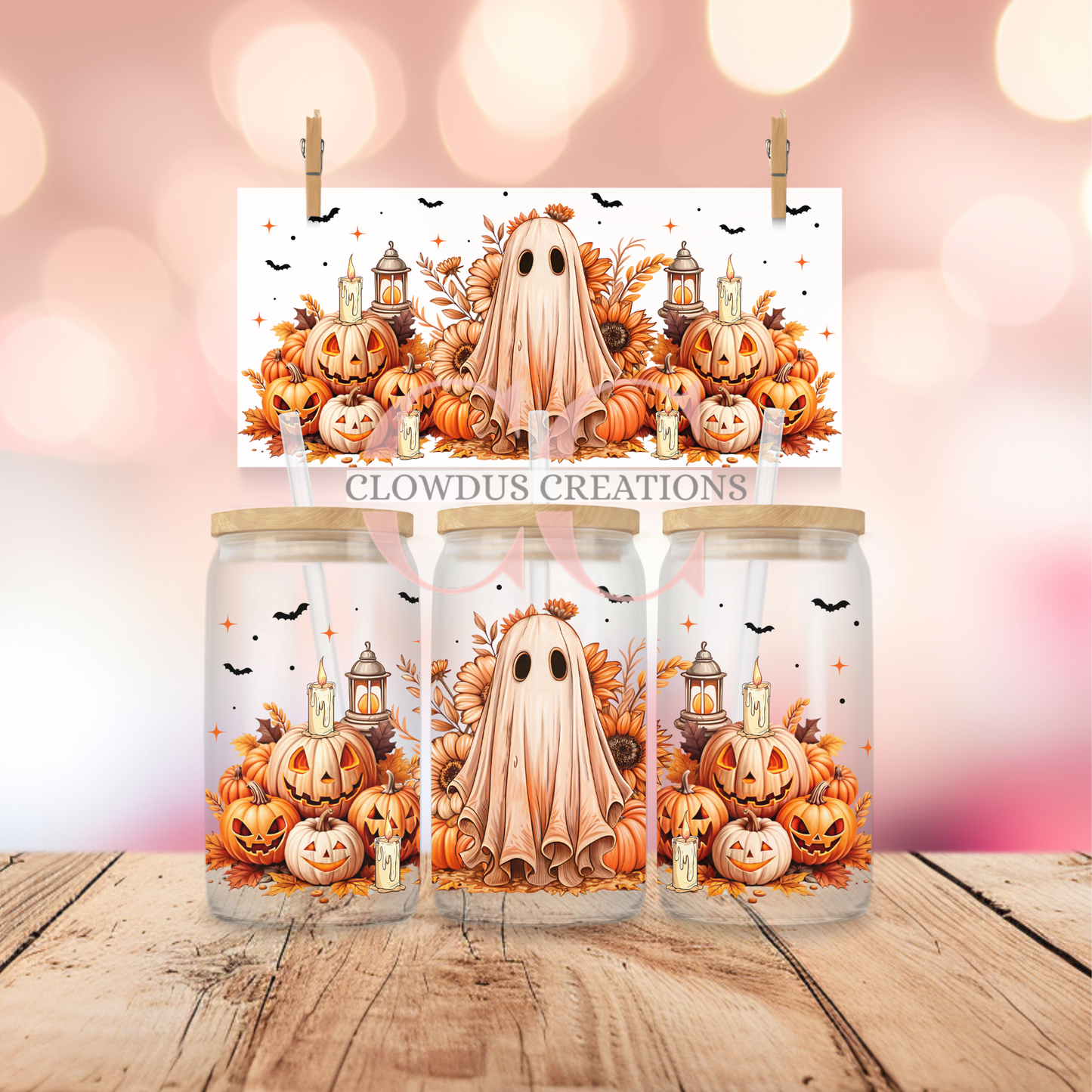 Halloween Ghosts & Pumpkins  UV DTF Wrap TW-00101