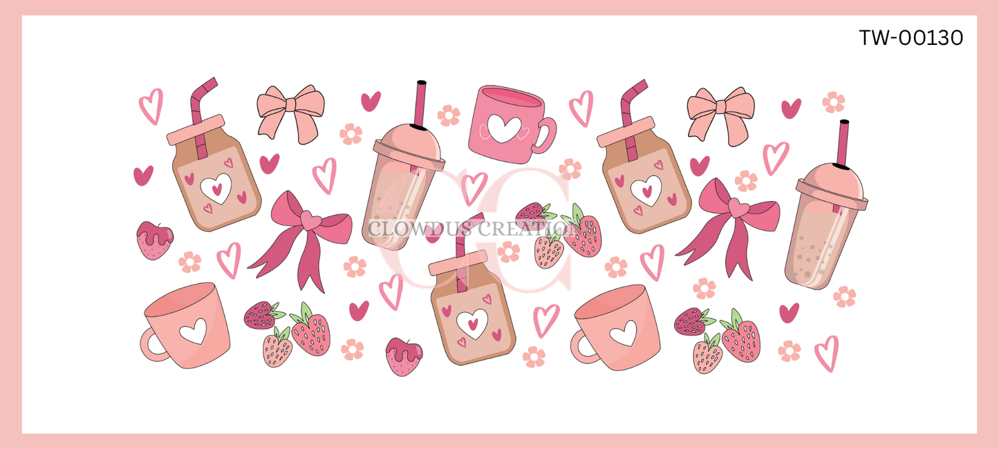 Strawberry Boba Babe UV DTF Wrap TW-00130
