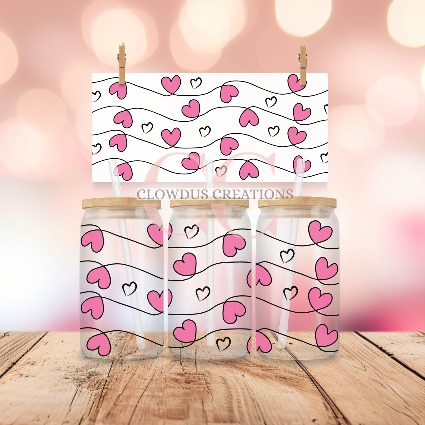 Pink Hearts UV DTF Wrap TW-00134