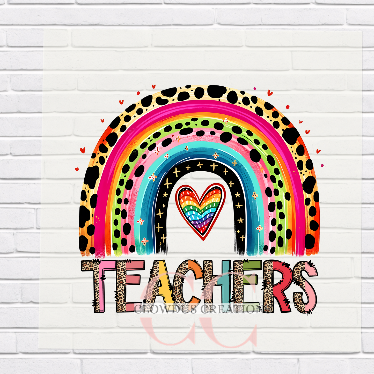 Rainbow Heart Teacher – DTF Transfer