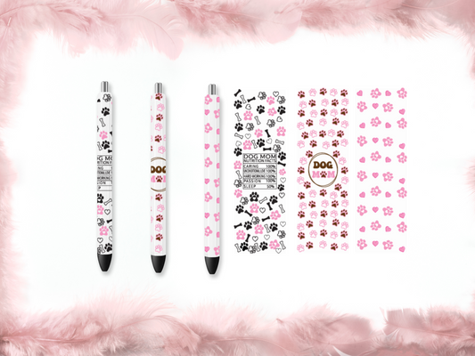 Dog Mom Pen Wrap DIY Set – Paws, Hearts & Nutrition Facts (Set of 3)