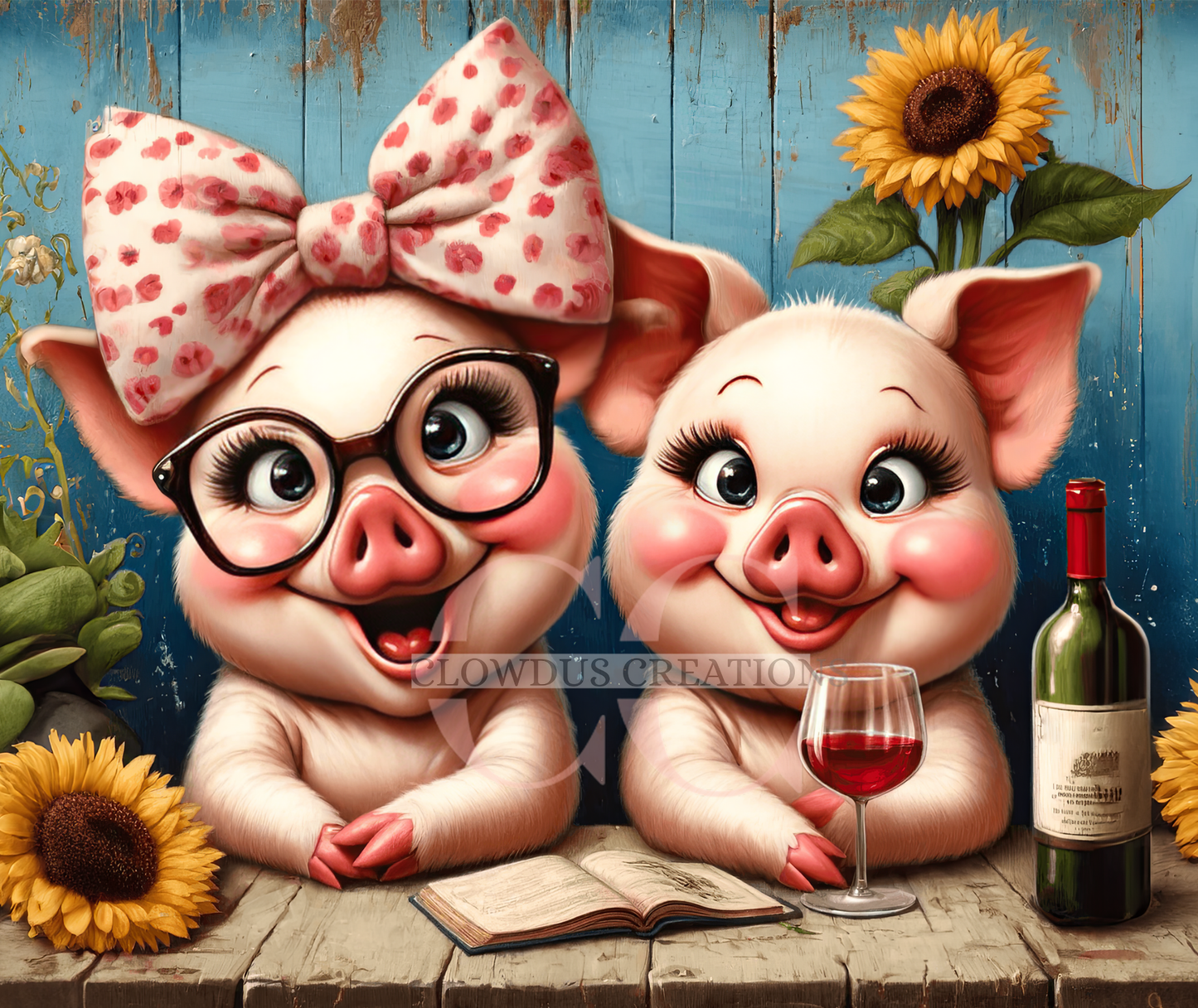 Funny Pigs with Wine Mouse Pad