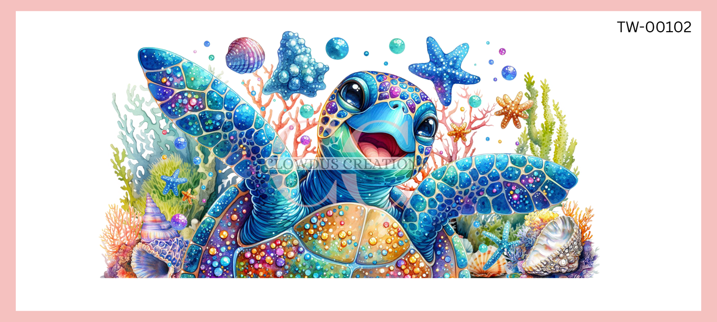 Vibrant Sea Turtle UV DTF Wrap TW-00102
