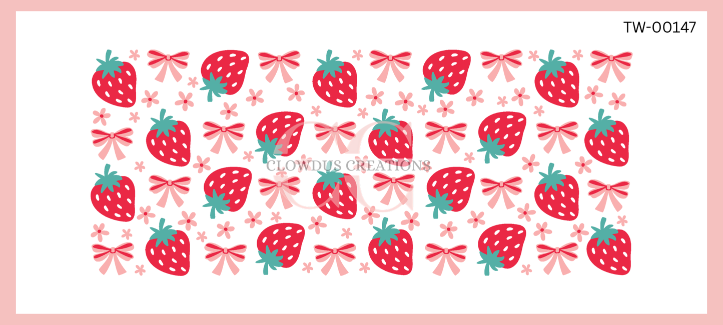 Strawberries and Bows UV DTF Wrap TW-00147