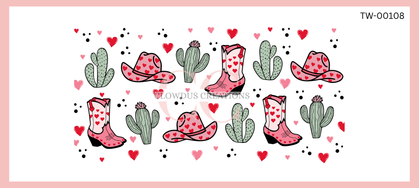 Valentine’s Cactus Western UV DTF Wrap TW-00108