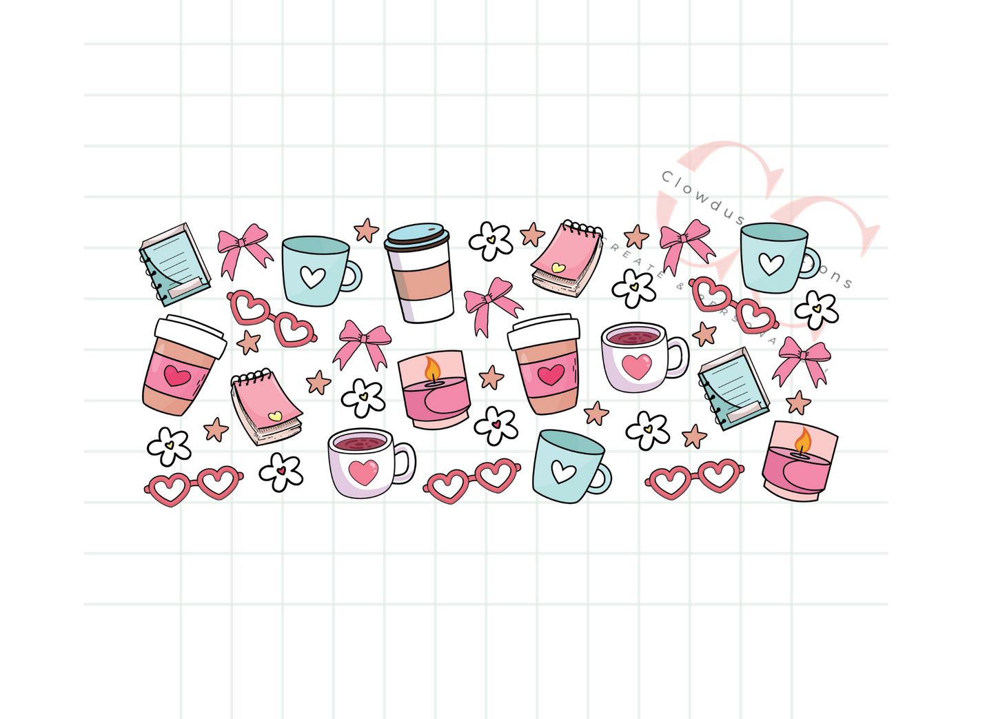 Cozy Stationery & Coffee UV DTF Wrap TW-00129