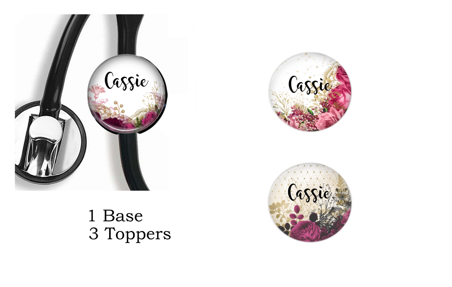 INTERCHANGEABLE BUNDLE SET | RED AND PINK FLORAL | STETHOSCOPE BASE
