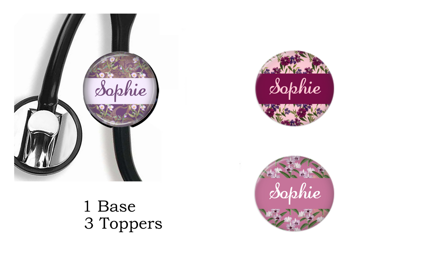 INTERCHANGEABLE BUNDLE SET | DARK FLORAL BACKGROUND | STETHOSCOPE BASE
