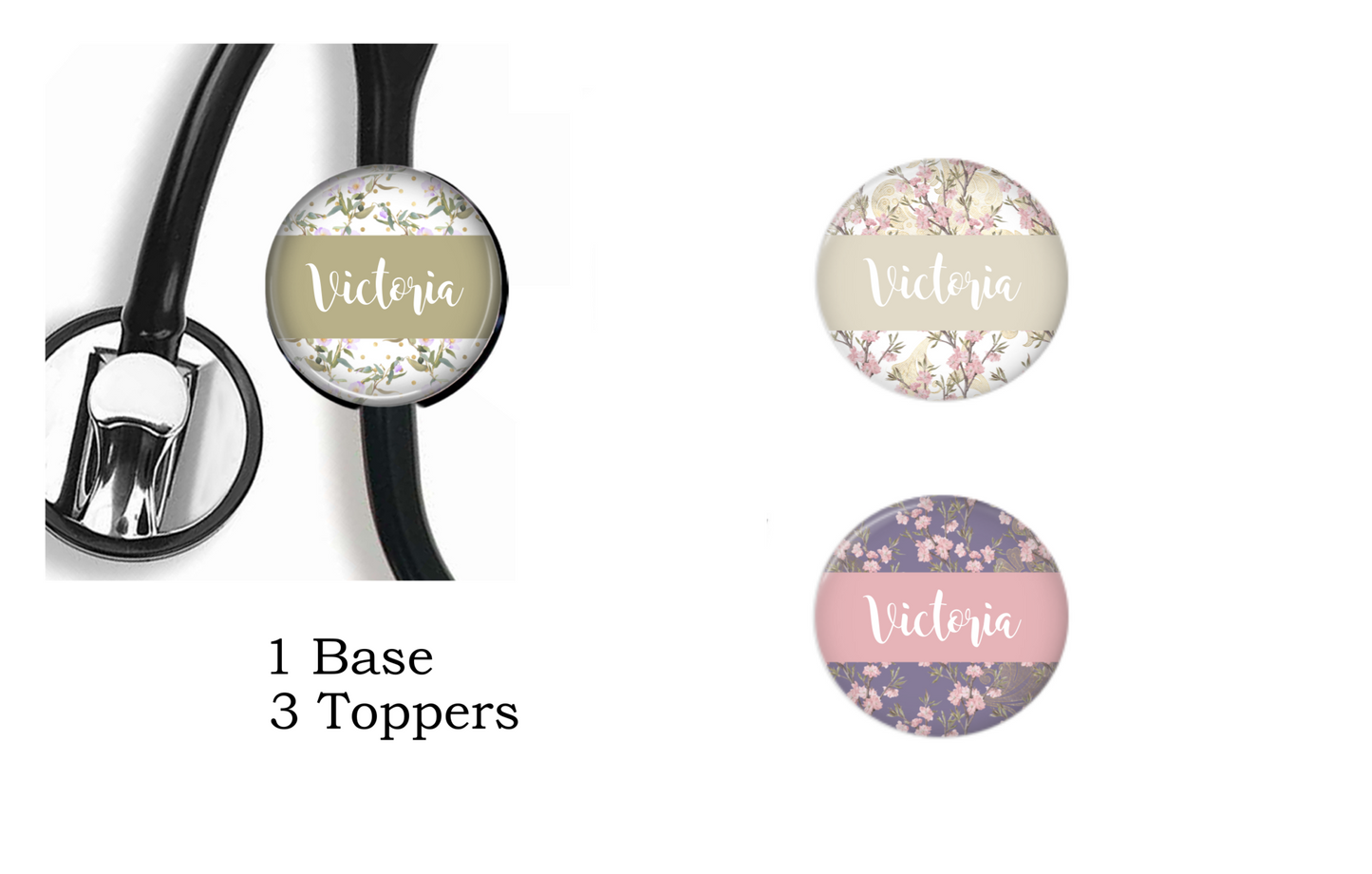 INTERCHANGEABLE BUNDLE SET | LIGHT FLORAL BACKGROUND | STETHOSCOPE BASE