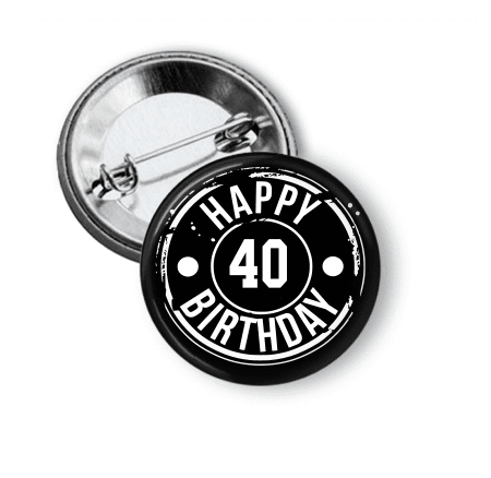 Birthday - Black and White Button - Clowdus Creations