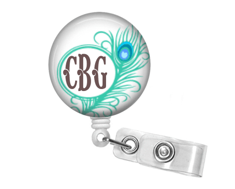 Badge Reel - Peacock Feather One - Clowdus Creations