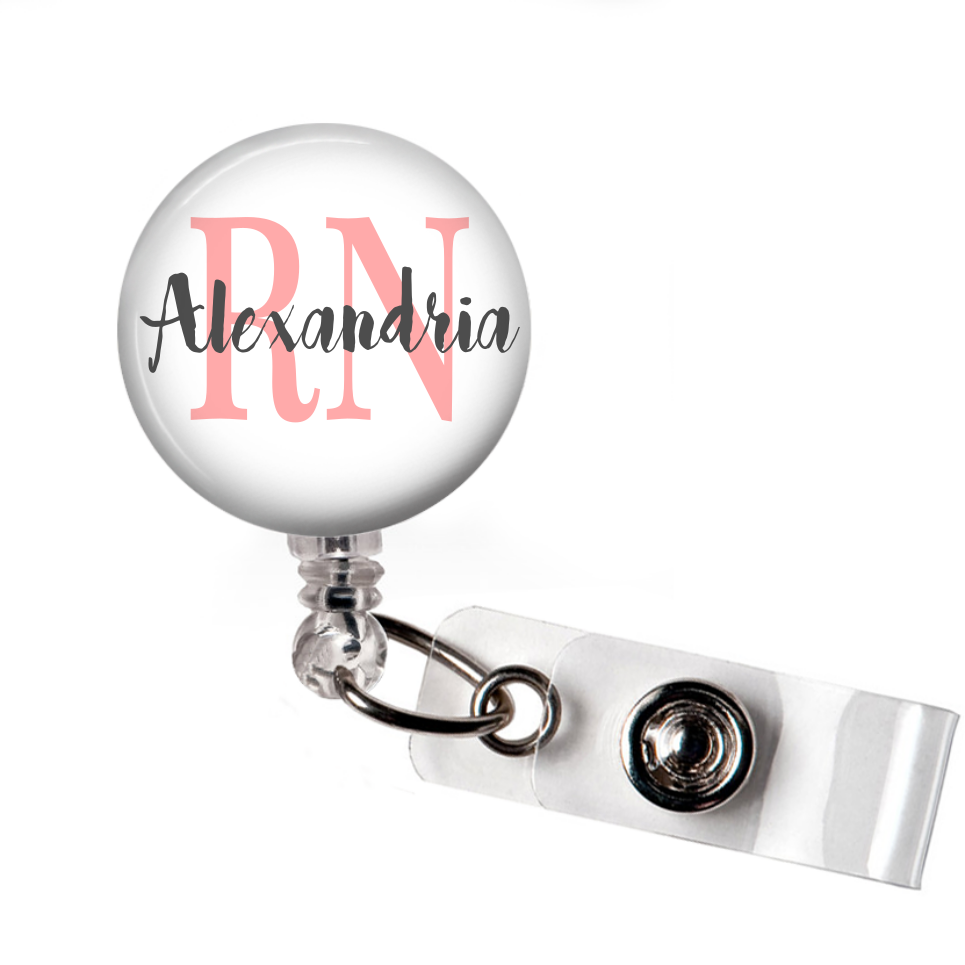 RN Floral - Badge Reel with Name and Credentials or Occupation/Title  Badge Reels Clowdus Creations