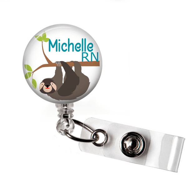 Sloth badge Reel - White Background - Clowdus Creations