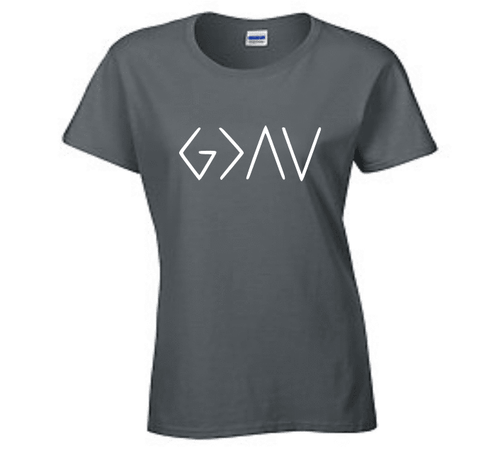 Ladies Short Sleeve T-shirt - God is greater than the highs and lows - Clowdus Creations