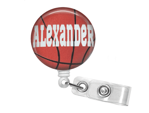 Retractable Badge Reel - Basketball - Clowdus Creations