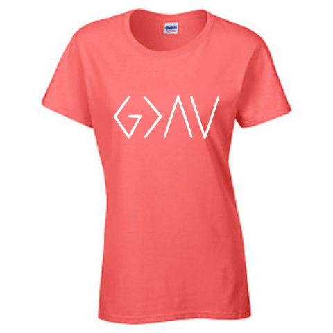 Ladies Short Sleeve T-shirt - God is greater than the highs and lows - Clowdus Creations