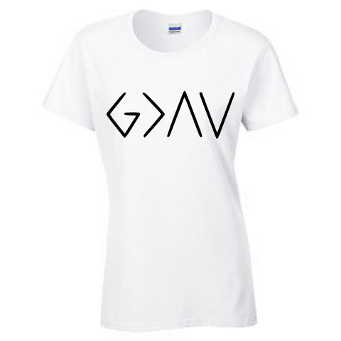 Ladies Short Sleeve T-shirt - God is greater than the highs and lows - Clowdus Creations