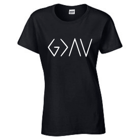 Ladies Short Sleeve T-shirt - God is greater than the highs and lows - Clowdus Creations