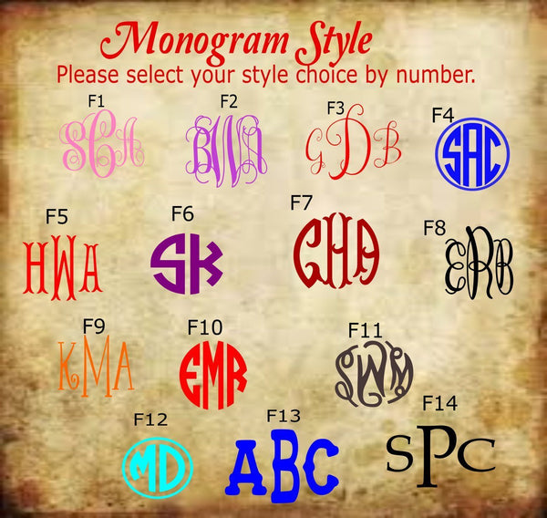 Solid Color Monogram Decal - Clowdus Creations